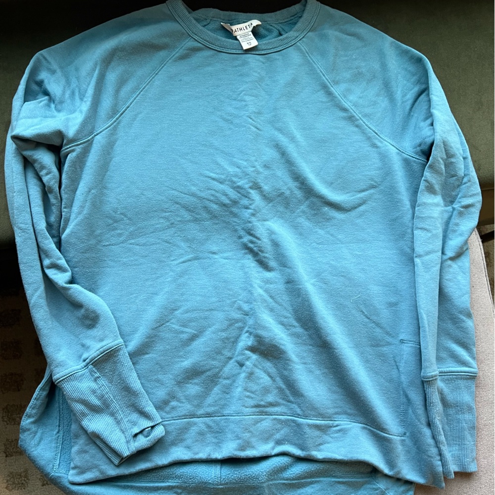 Athleta Lightweight Crew Sweatshirt - Teal Blue